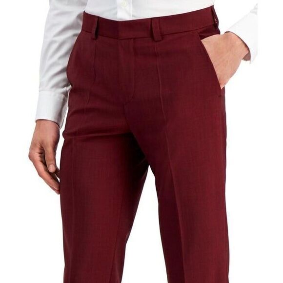 Hugo by Hugo Boss Men's Modern-Fit Dark Red Suit Trousers, Dark Red, 32R - Picture 6 of 7